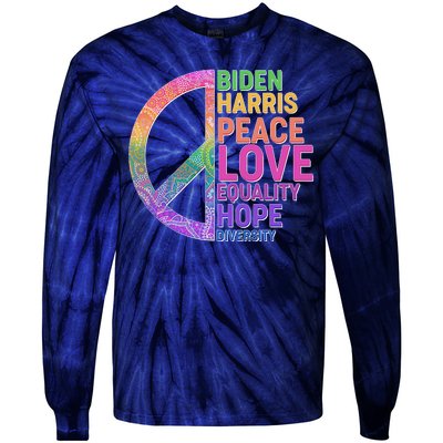 Biden Harris Peace Love Equality Hope Diversity  Tie-Dye Long Sleeve Shirt