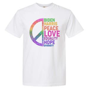 Biden Harris Peace Love Equality Hope Diversity  Garment-Dyed Heavyweight T-Shirt