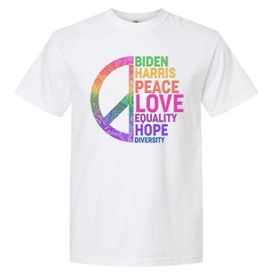 Biden Harris Peace Love Equality Hope Diversity  Garment-Dyed Heavyweight T-Shirt