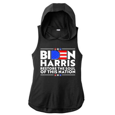 Biden Harris Restore The Soul Of This Nation Ladies PosiCharge Tri-Blend Wicking Draft Hoodie Tank