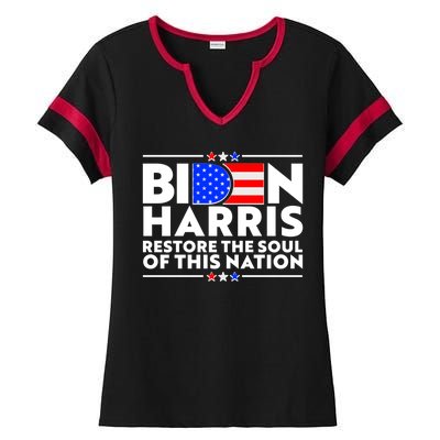 Biden Harris Restore The Soul Of This Nation Ladies Halftime Notch Neck Tee