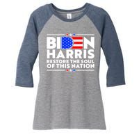 Biden Harris Restore The Soul Of This Nation Women's Tri-Blend 3/4-Sleeve Raglan Shirt