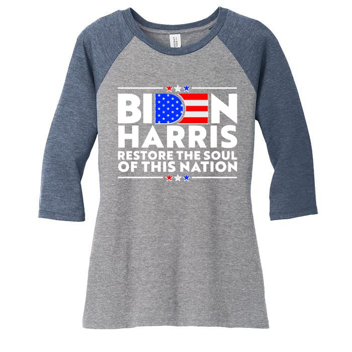 Biden Harris Restore The Soul Of This Nation Women's Tri-Blend 3/4-Sleeve Raglan Shirt