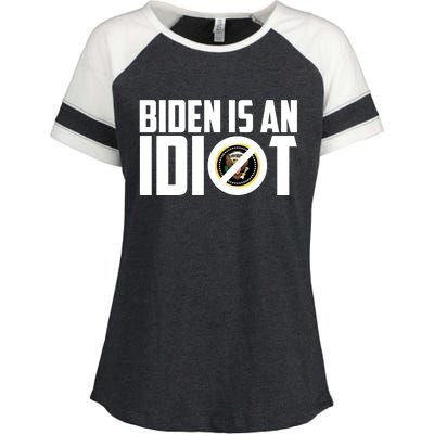 Biden Is An Idiot  Enza Ladies Jersey Colorblock Tee