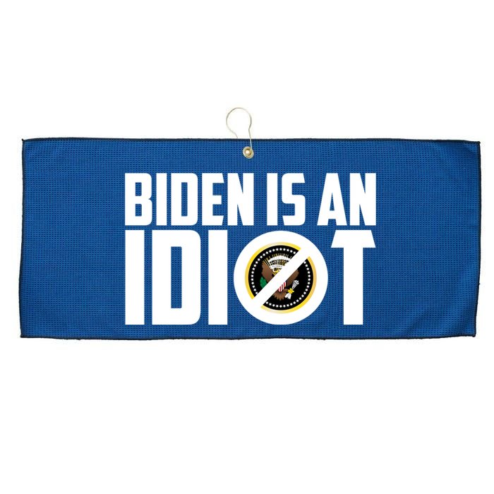 Biden Is An Idiot  Large Microfiber Waffle Golf Towel