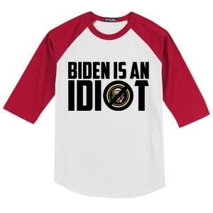 Biden Is An Idiot  Kids Colorblock Raglan Jersey