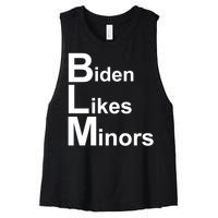 Biden Likes Minors BLM Women's Racerback Cropped Tank