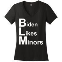 Biden Likes Minors BLM Women's V-Neck T-Shirt