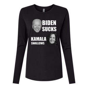 Biden Sucks Kamala Swallows Womens Cotton Relaxed Long Sleeve T-Shirt