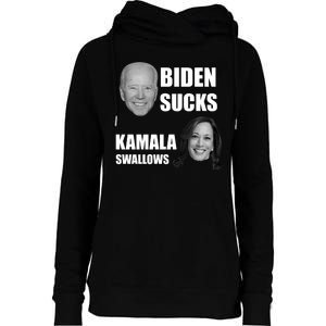 Biden Sucks Kamala Swallows Womens Funnel Neck Pullover Hood