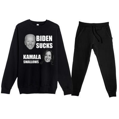 Biden Sucks Kamala Swallows Premium Crewneck Sweatsuit Set