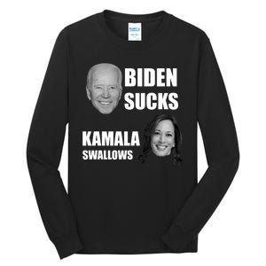 Biden Sucks Kamala Swallows Tall Long Sleeve T-Shirt