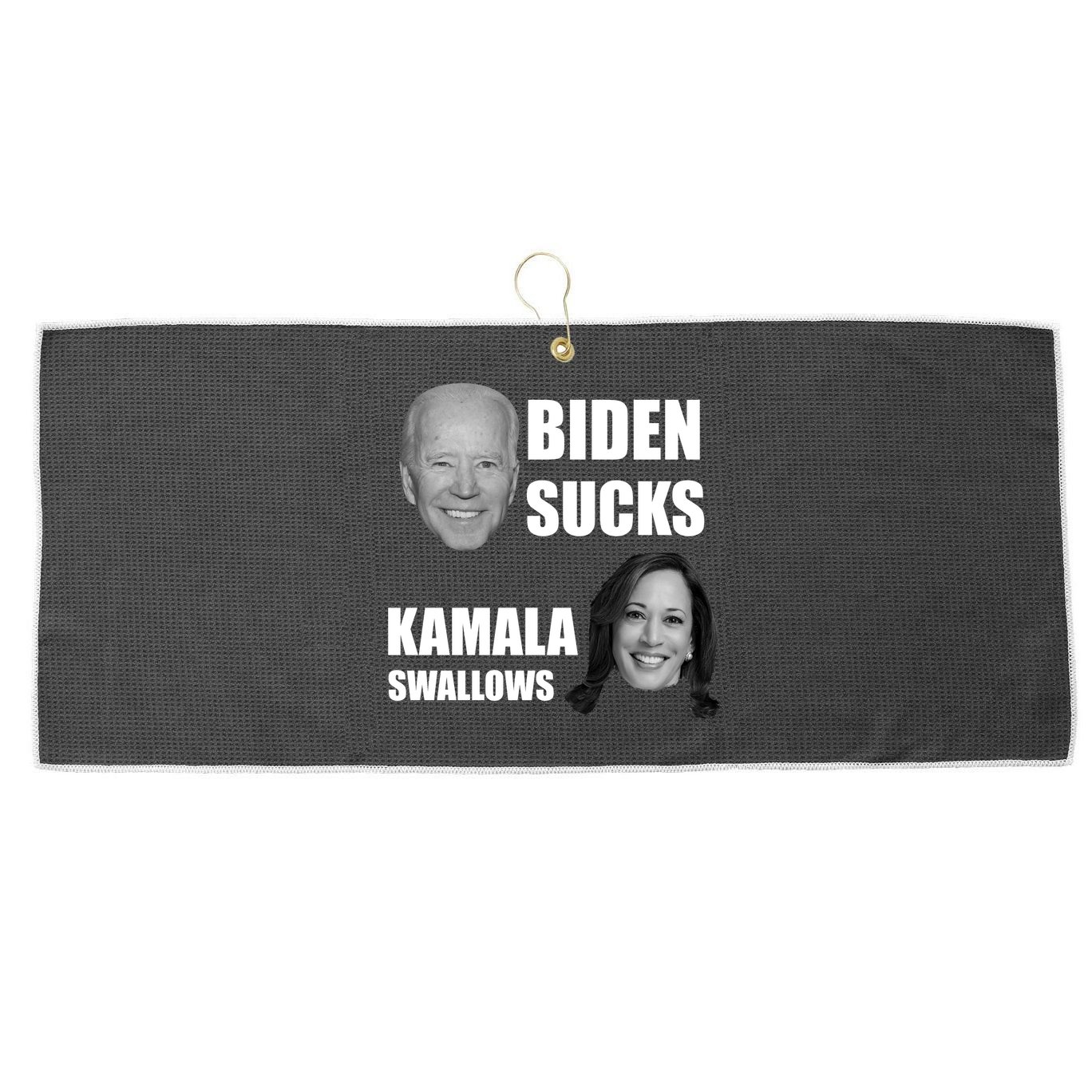 Biden Sucks Kamala Swallows Large Microfiber Waffle Golf Towel