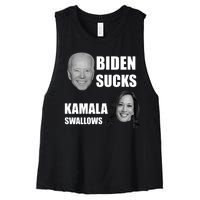 Biden Sucks Kamala Swallows Women's Racerback Cropped Tank