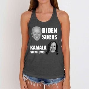 Biden Sucks Kamala Swallows Women's Knotted Racerback Tank