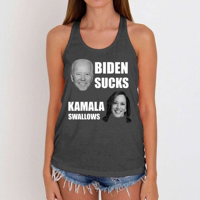 Biden Sucks Kamala Swallows Women's Knotted Racerback Tank