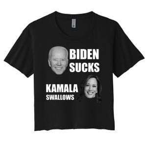 Biden Sucks Kamala Swallows Women's Crop Top Tee