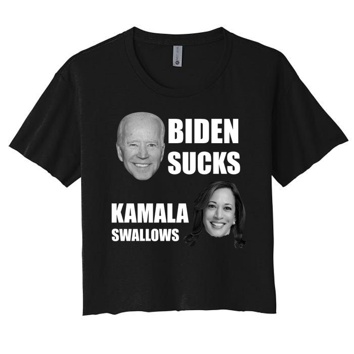 Biden Sucks Kamala Swallows Women's Crop Top Tee