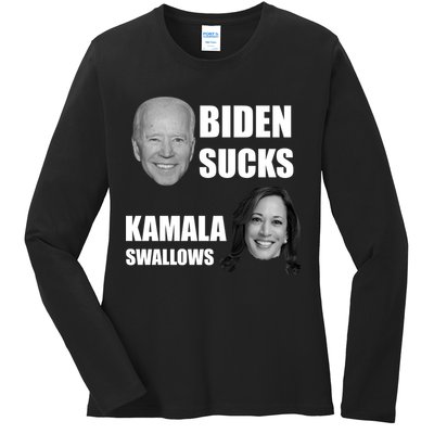 Biden Sucks Kamala Swallows Ladies Long Sleeve Shirt