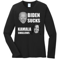 Biden Sucks Kamala Swallows Ladies Long Sleeve Shirt