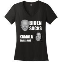 Biden Sucks Kamala Swallows Women's V-Neck T-Shirt