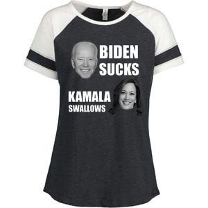 Biden Sucks Kamala Swallows Enza Ladies Jersey Colorblock Tee