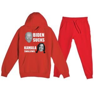 Biden Sucks Kamala Swallows Premium Hooded Sweatsuit Set