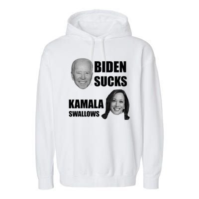 Biden Sucks Kamala Swallows Garment-Dyed Fleece Hoodie