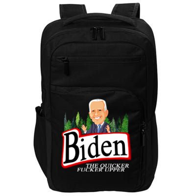 Biden The Quicker Fucker Upper Funny Cartoon Impact Tech Backpack