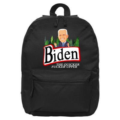 Biden The Quicker Fucker Upper Funny Cartoon 16 in Basic Backpack