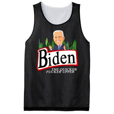 Biden The Quicker Fucker Upper Funny Cartoon Mesh Reversible Basketball Jersey Tank