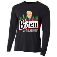 Biden The Quicker Fucker Upper Funny Cartoon Cooling Performance Long Sleeve Crew
