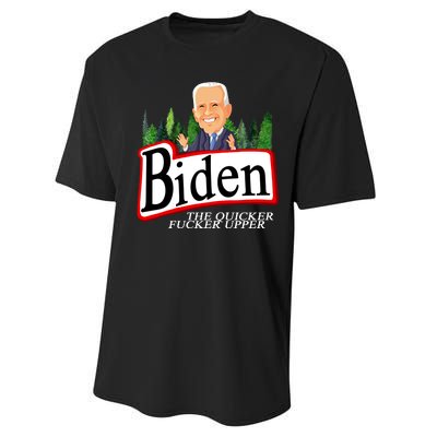 Biden The Quicker Fucker Upper Funny Cartoon Performance Sprint T-Shirt