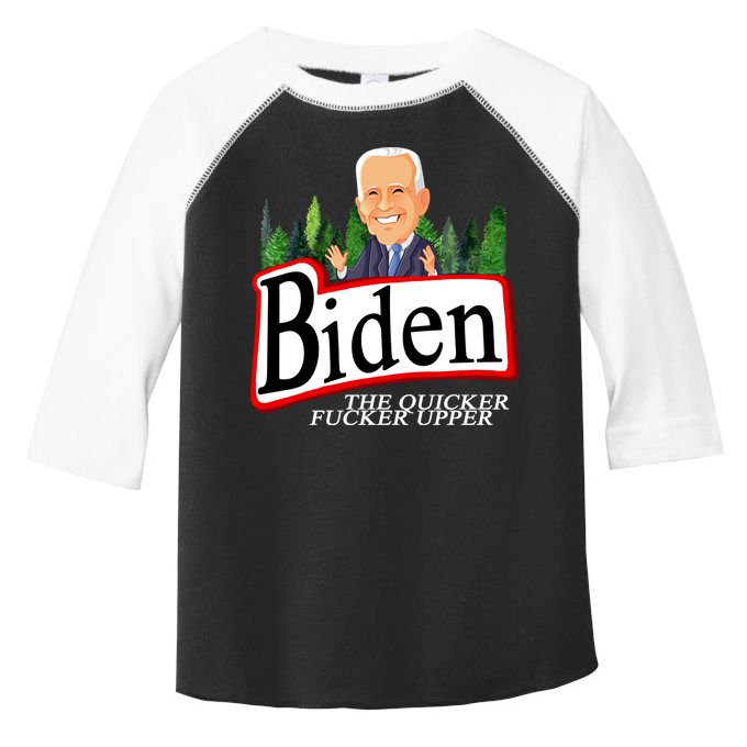 Biden The Quicker Fucker Upper Funny Cartoon Toddler Fine Jersey T-Shirt