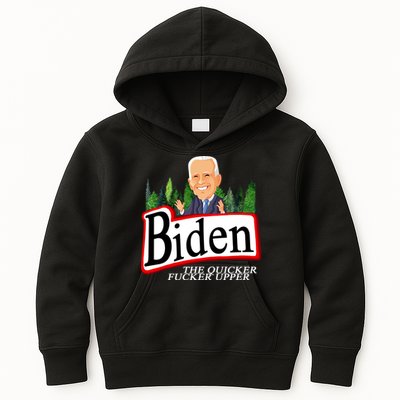 Biden The Quicker Fucker Upper Funny Cartoon Kids Hoodie