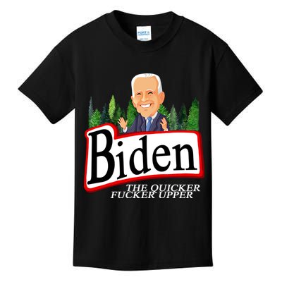 Biden The Quicker Fucker Upper Funny Cartoon Kids T-Shirt