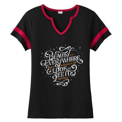 Beauty Is Everywhere Bob Quote Inspirational Ladies Halftime Notch Neck Tee