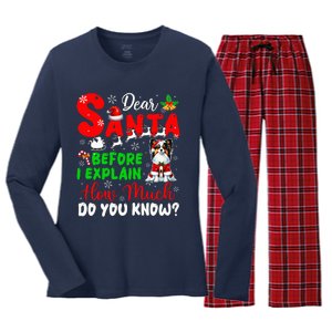 Before I Explain How Much You Know Xmas Papillon Owner Lover Women's Long Sleeve Flannel Pajama Set 