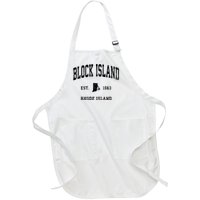 Block Island Est 1663 Rhode Island Ri Vintage Established Athletic Sports Design Full-Length Apron With Pockets