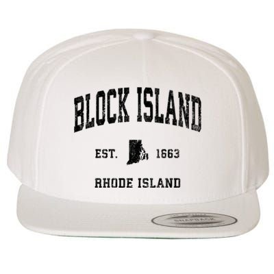 Block Island Est 1663 Rhode Island Ri Vintage Established Athletic Sports Design Wool Snapback Cap