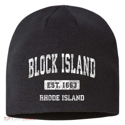 Block Island Est 1663 Rhode Island Ri Vintage Athletic Established Sports Design Sustainable Beanie