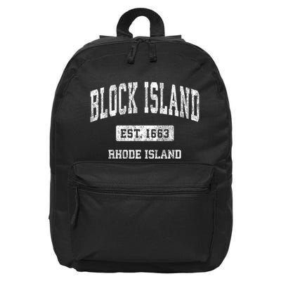 Block Island Est 1663 Rhode Island Ri Vintage Athletic Established Sports Design 16 in Basic Backpack