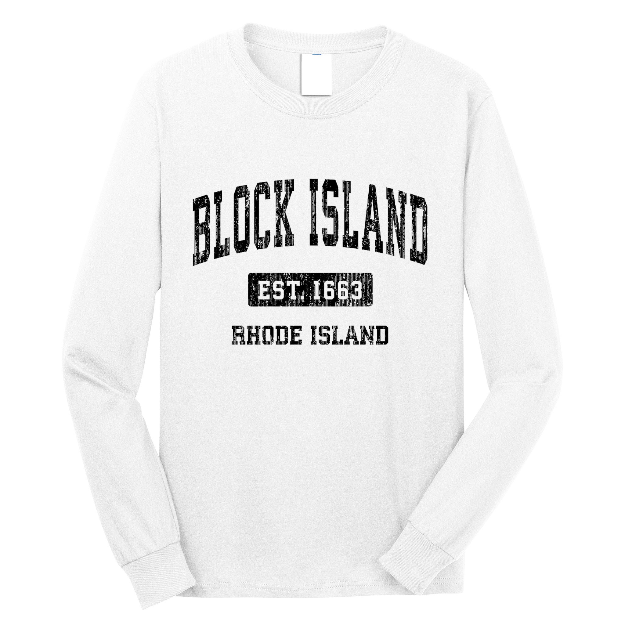 Block Island Est 1663 Rhode Island Ri Vintage Athletic Established Sports Design Long Sleeve Shirt