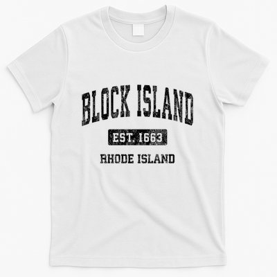 Block Island Est 1663 Rhode Island Ri Vintage Athletic Established Sports Design T-Shirt