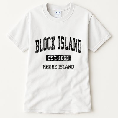 Block Island Est 1663 Rhode Island Ri Vintage Athletic Established Sports Design Tall T-Shirt