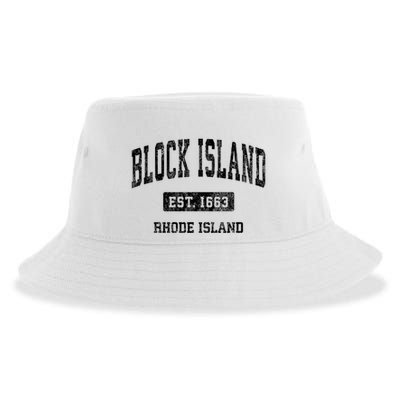 Block Island Est 1663 Rhode Island Ri Vintage Athletic Established Sports Design Sustainable Bucket Hat
