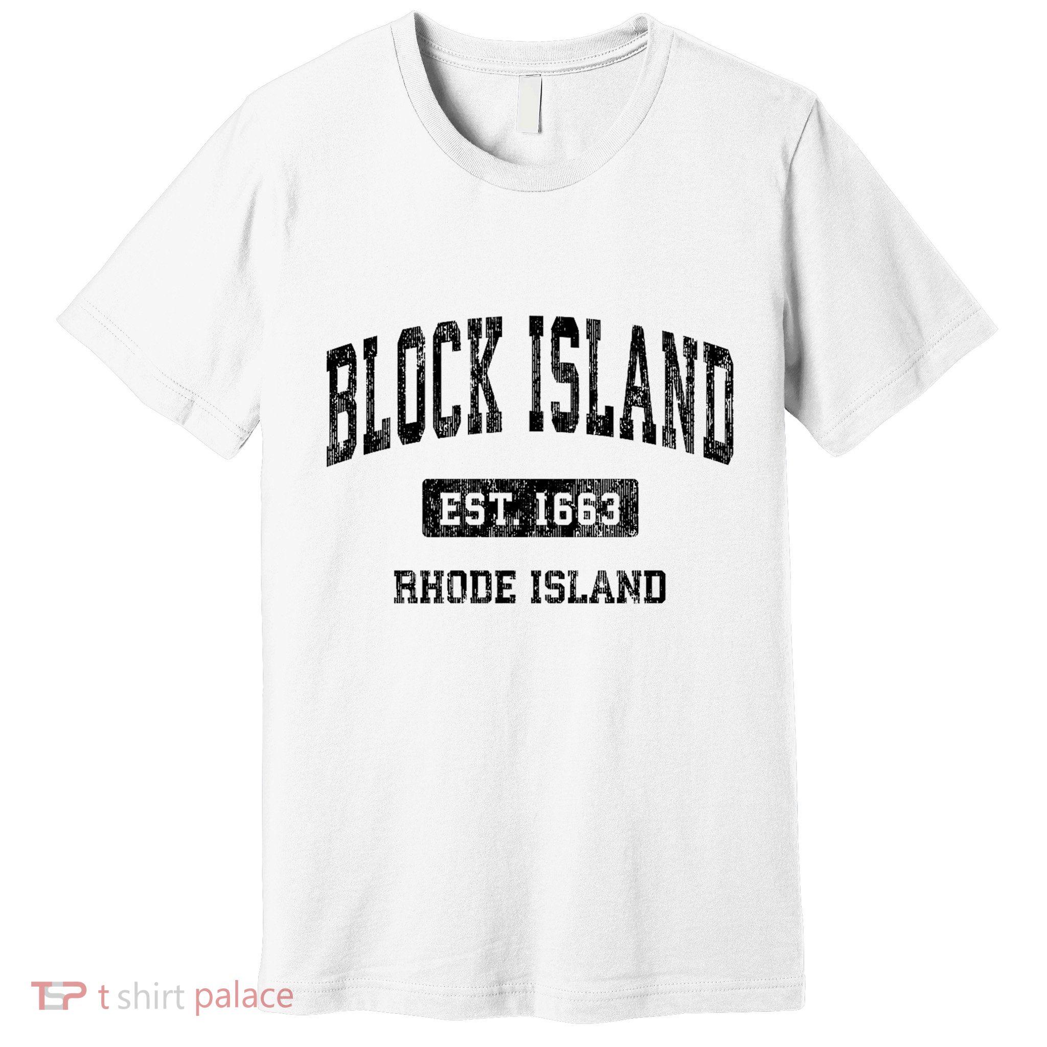 Block Island Est 1663 Rhode Island Ri Vintage Athletic Established Sports Design Premium T-Shirt