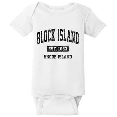 Block Island Est 1663 Rhode Island Ri Vintage Athletic Established Sports Design Baby Bodysuit