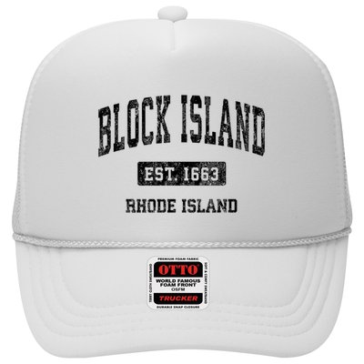 Block Island Est 1663 Rhode Island Ri Vintage Athletic Established Sports Design Trucker Hat