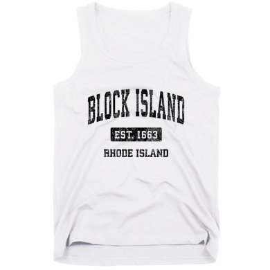 Block Island Est 1663 Rhode Island Ri Vintage Athletic Established Sports Design Tank Top